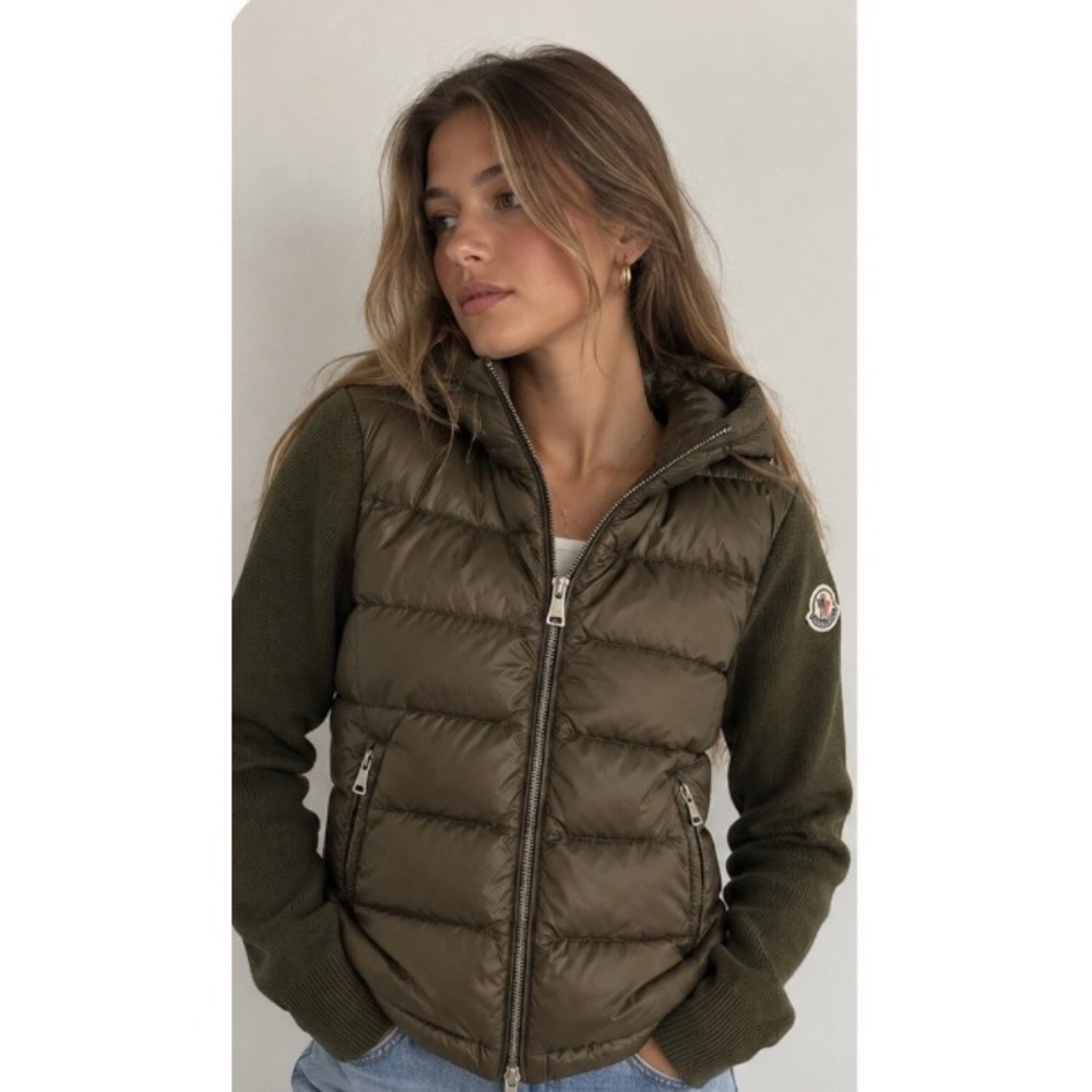 Moncler Padded Nylon Knit-Sleeve Hooded Panelled Zip-Up Hooded Jacket XL